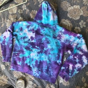 Tie dye hoodie new blue purple XL KIDS XS WOMAN